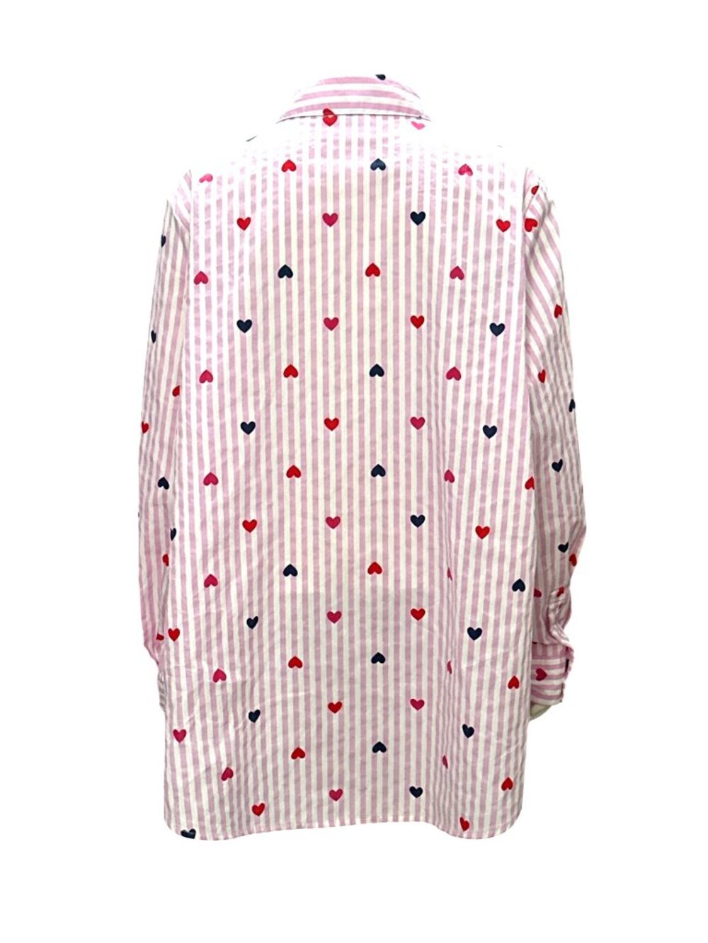 Woman Within 18 20 Pink Striped Heart Button Down Shirt Long Sleeve Loose Fit - Picture 5 of 11